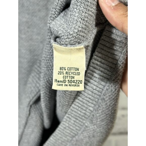 LL Bean Textured Sweater Womens Size L Grey Cotton Ribbed Cozy Cabincore Stretch - Picture 5 of 9